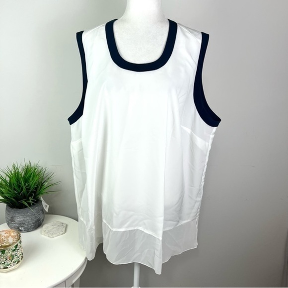 Melissa Mccarthy Seven7 Tank Top Womens Shirt White Sheer Side Slit Plus 3X New - Picture 2 of 10